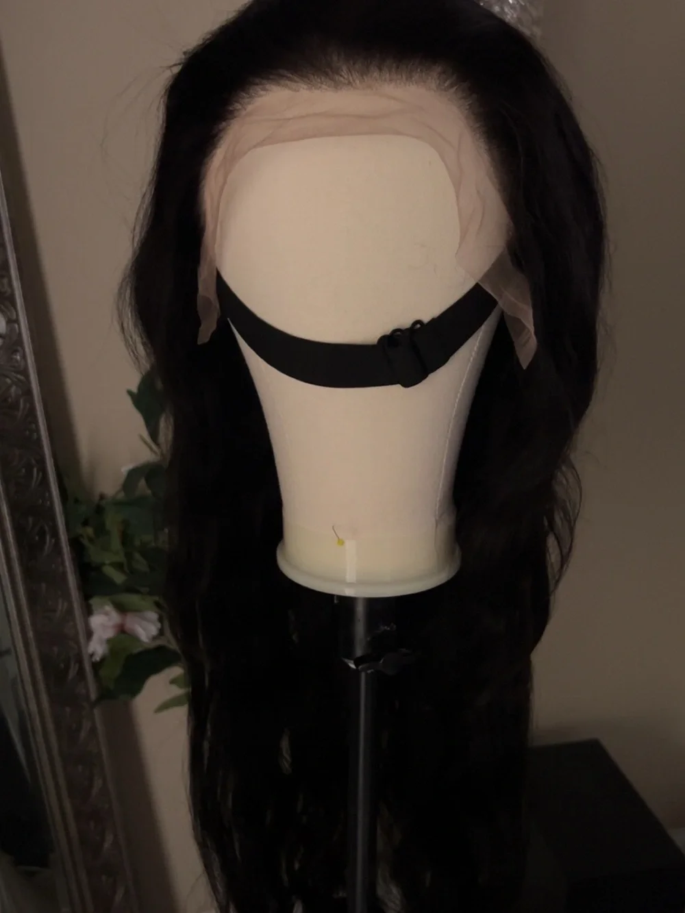 Natural Black Wavy Women’s Lace Front Wig. 34 inch